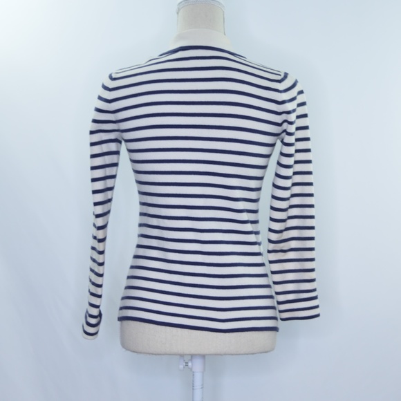 Banana Republic Knit Striped Blazer Ivory and Navy - Picture 2 of 2